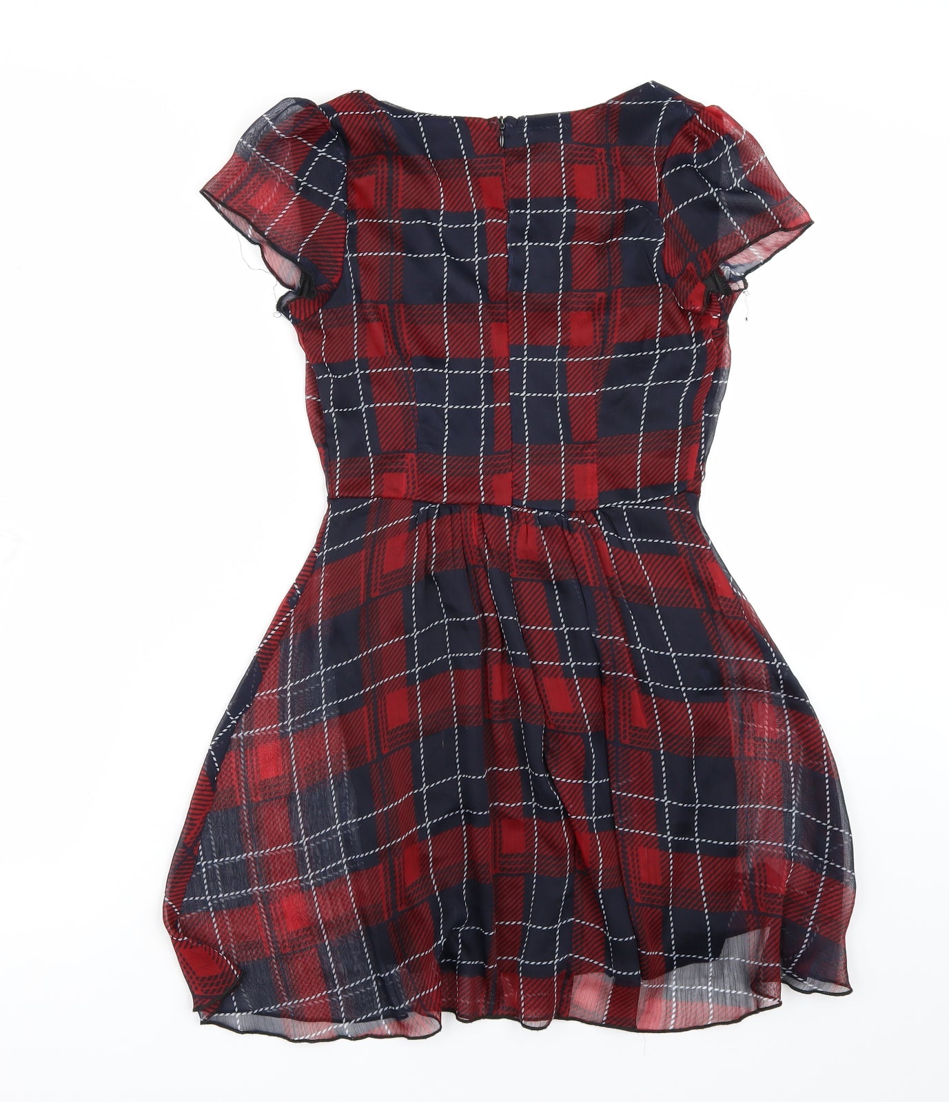 Missguided Womens Red Check Rayon A-Line  Size 6