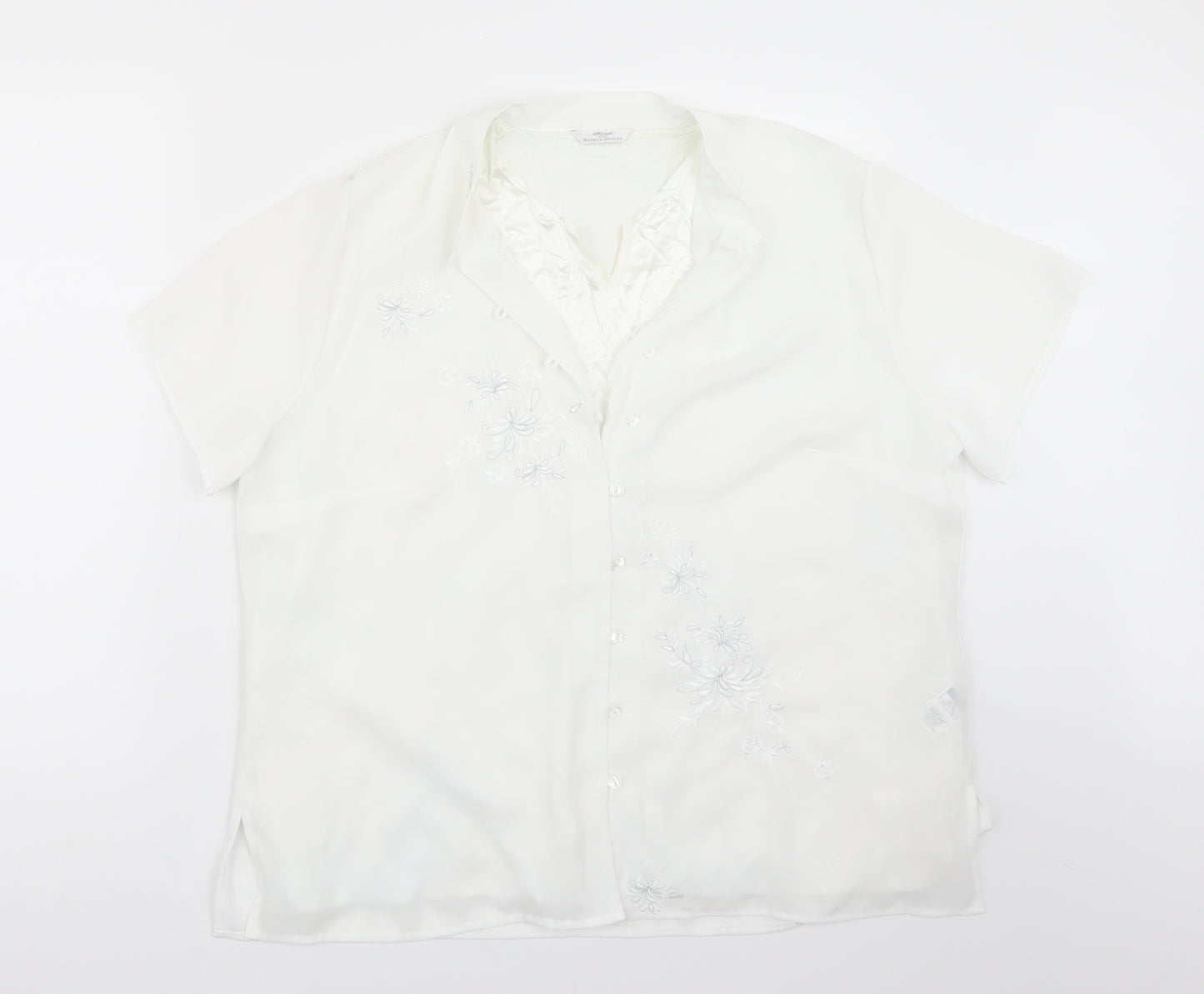 Marks and Spencer Womens White   Basic Button-Up Size 18
