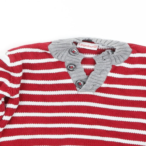 Liegeland Boys Red Striped  Pullover Jumper Size 2-3 Years