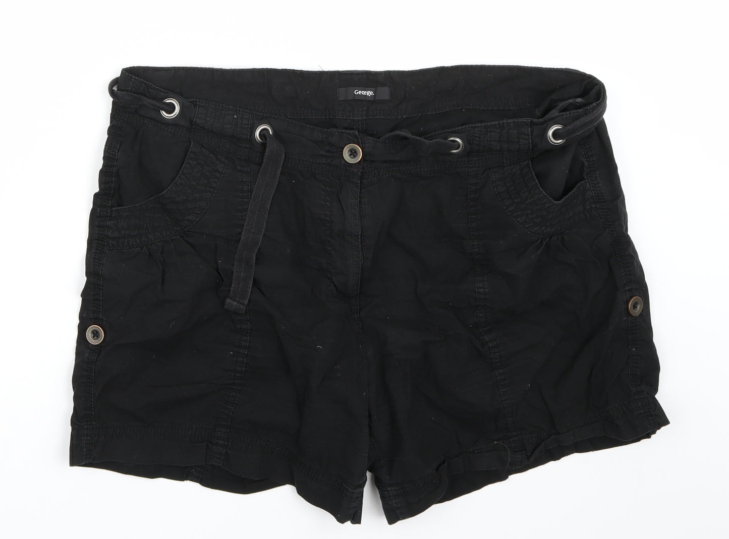 George Womens Black   Cargo Shorts Size 18