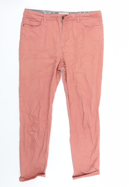Front view of F&F women’s pink cropped jeans, size UK 12, 25-inch leg