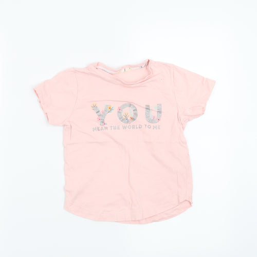 Matalan Girls Pink   Basic T-Shirt Size 6 Years  - You mean the world to me