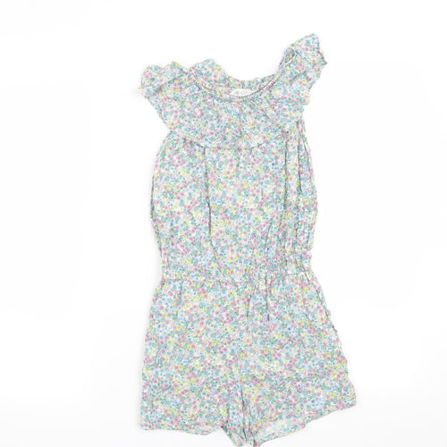 H&M Girls Green Floral  Playsuit One-Piece Size 8 Years