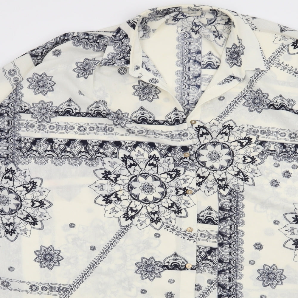 River Island Womens Beige Paisley  Basic Button-Up Size 8