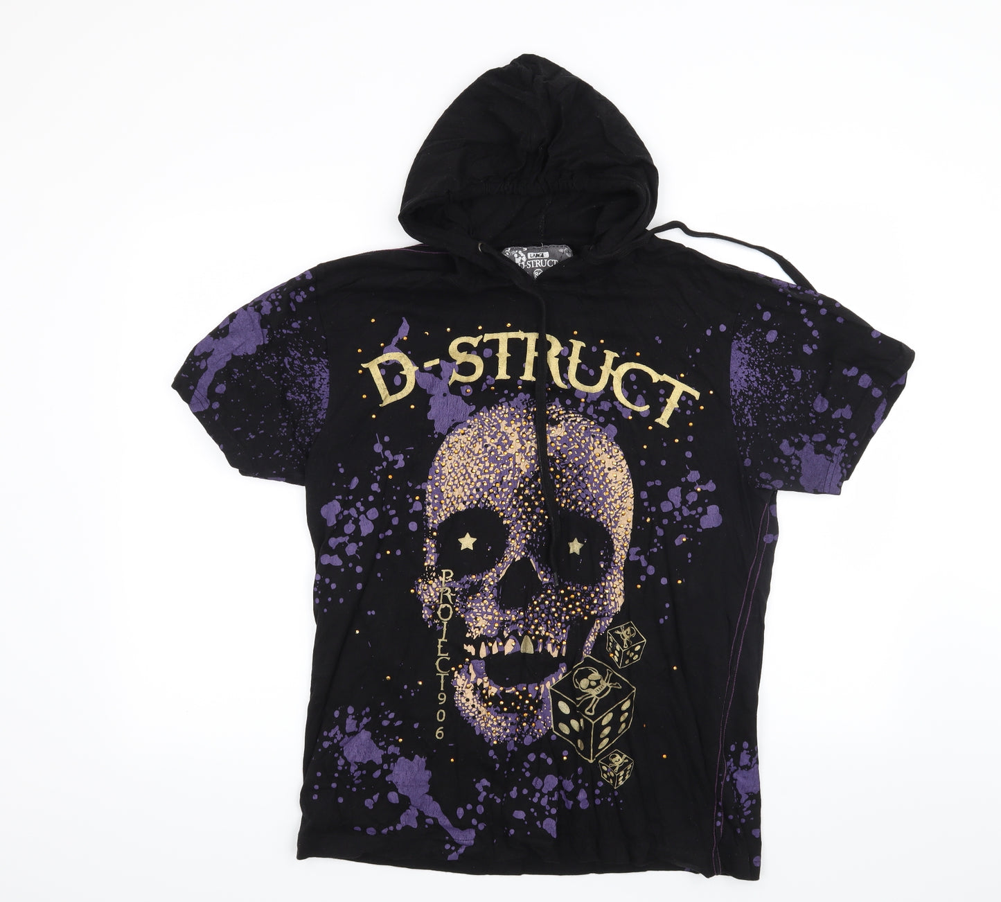 Dstruct Mens Black    T-Shirt Size L  - Skull