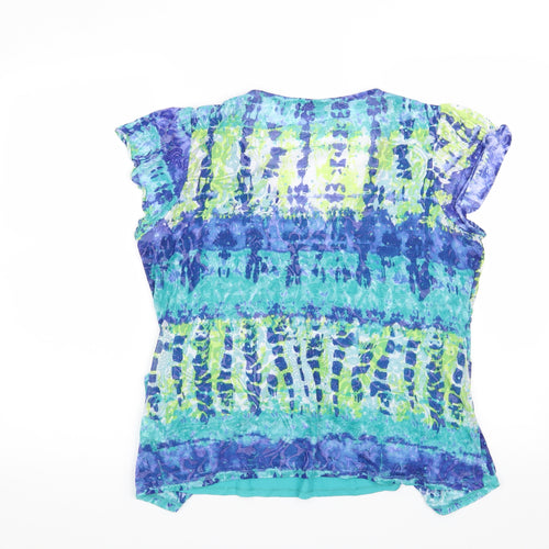 Per Una Womens Blue Geometric  Basic Blouse Size 16