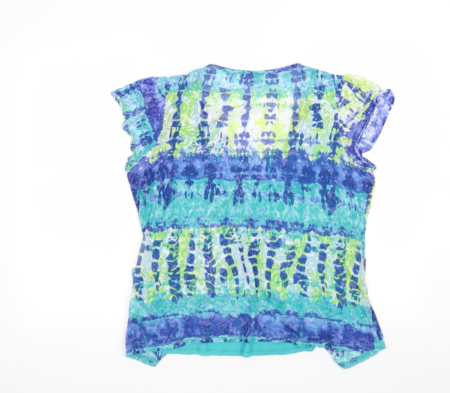 Per Una Womens Blue Geometric  Basic Blouse Size 16