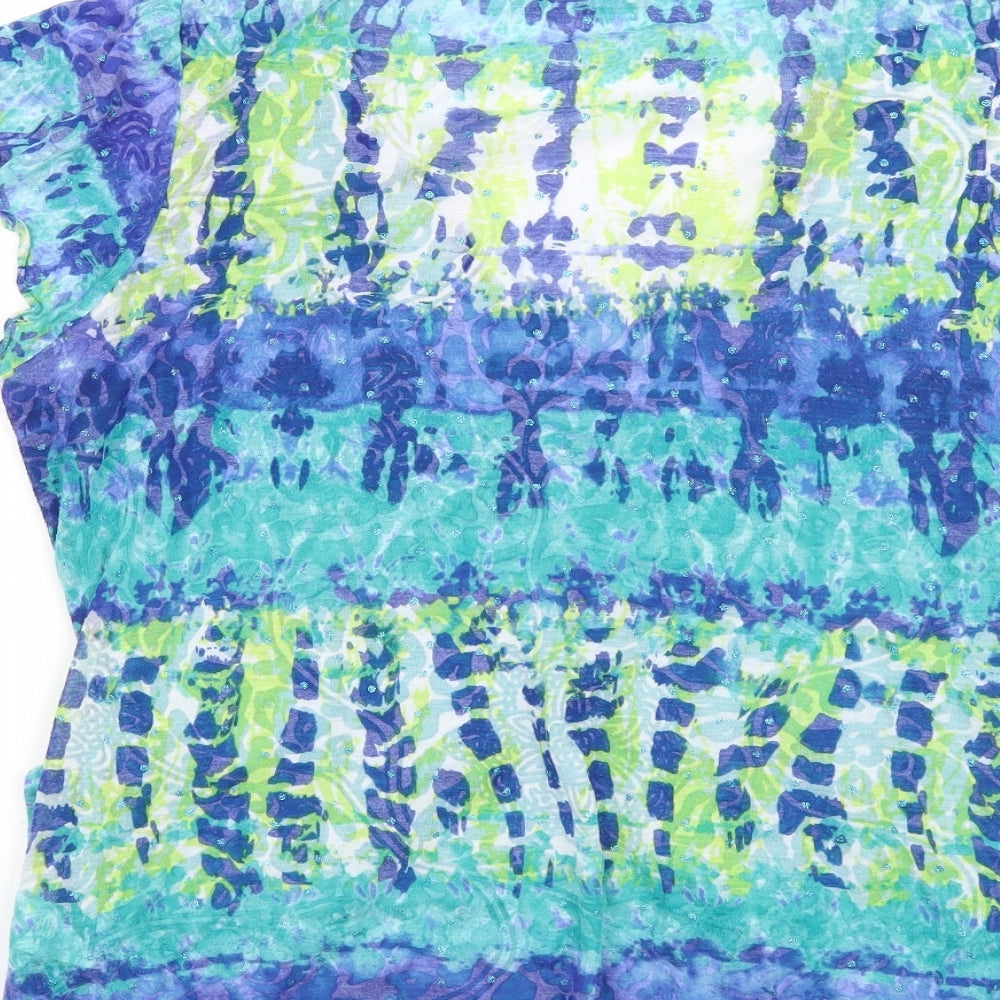 Per Una Womens Blue Geometric  Basic Blouse Size 16
