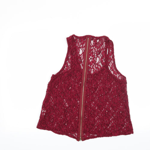 Select Womens Red Floral  Basic Blouse Size 8