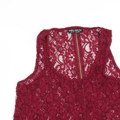 Select Womens Red Floral  Basic Blouse Size 8