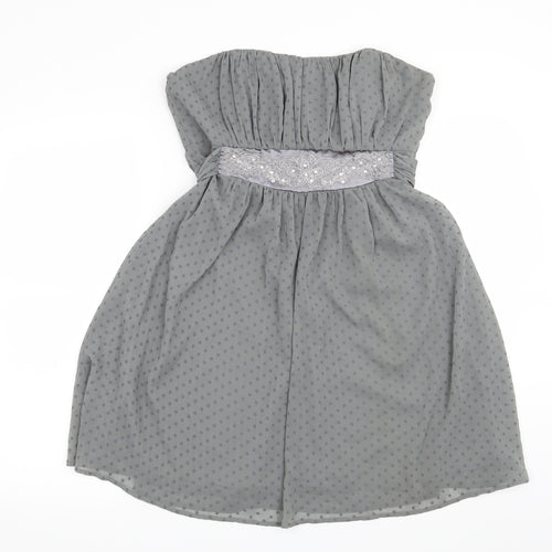 Miso Womens Grey Polka Dot  Fit & Flare  Size 10