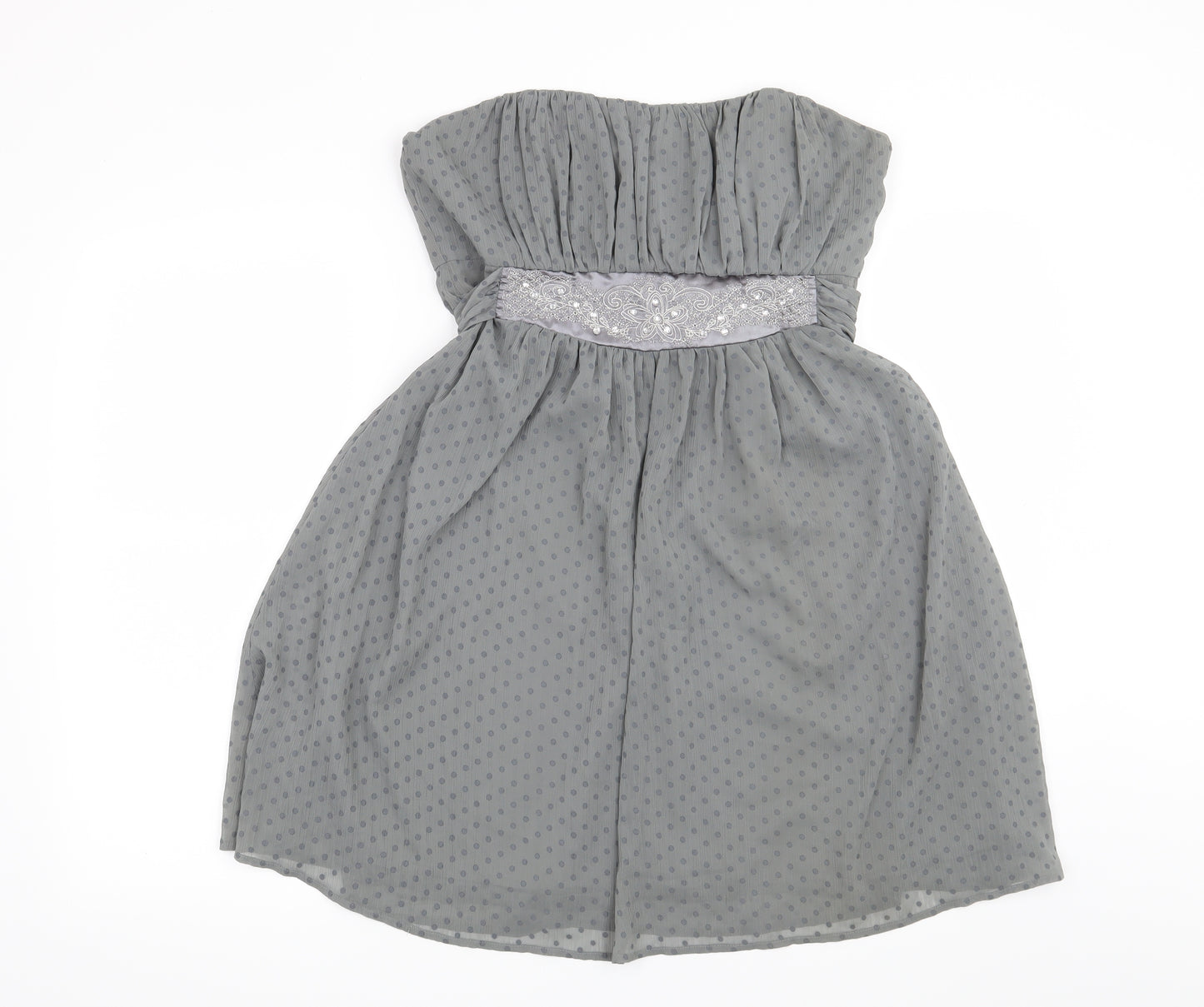 Miso Womens Grey Polka Dot  Fit & Flare  Size 10