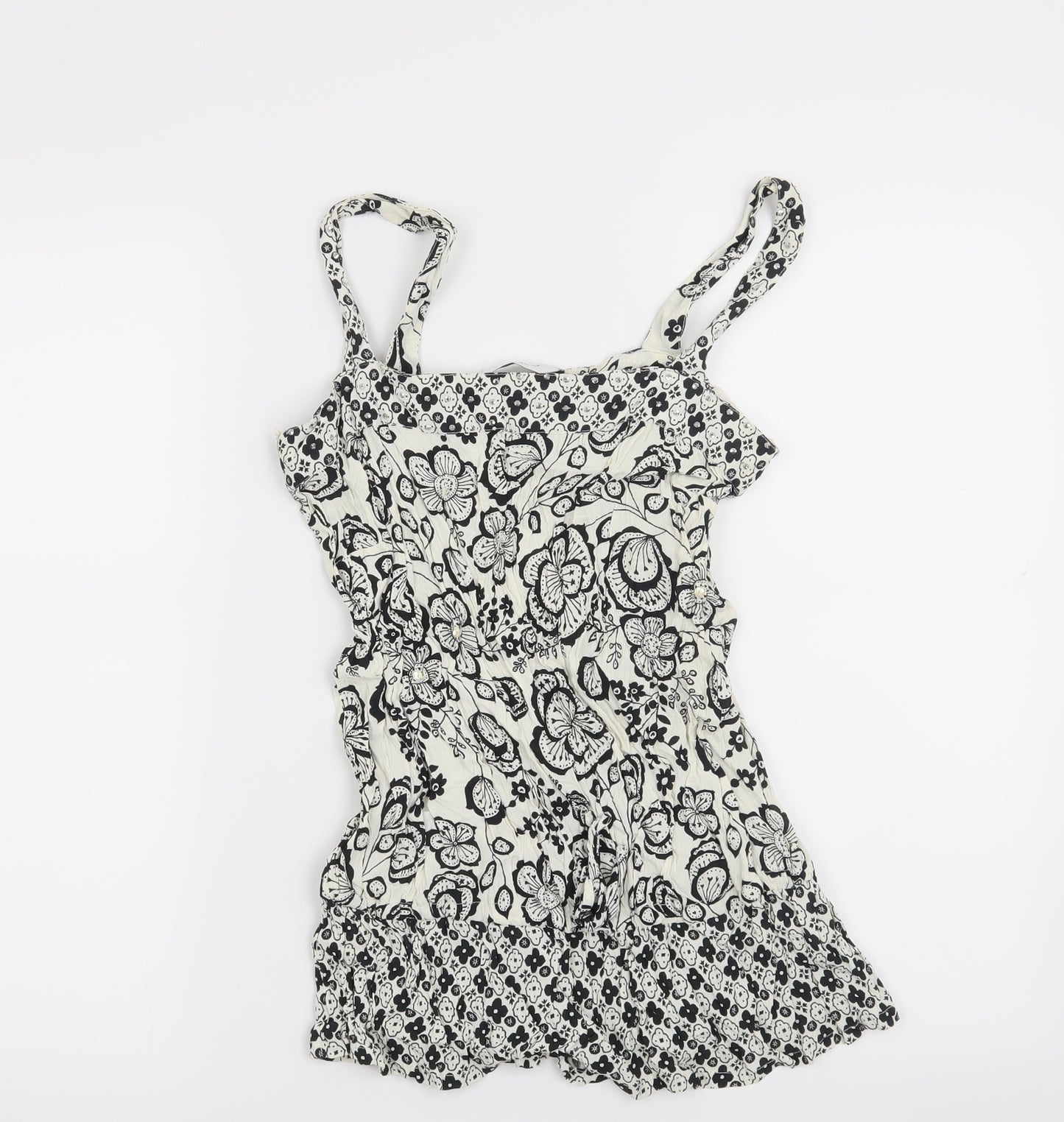 New Look Womens Beige Floral  Basic Blouse Size 8