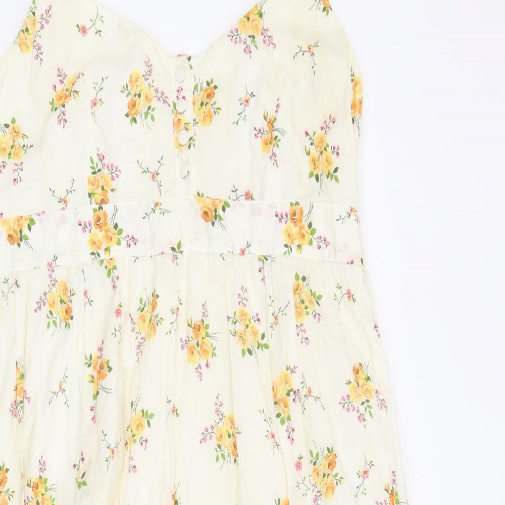 Preworn Womens Beige Floral  Fit & Flare  Size 14