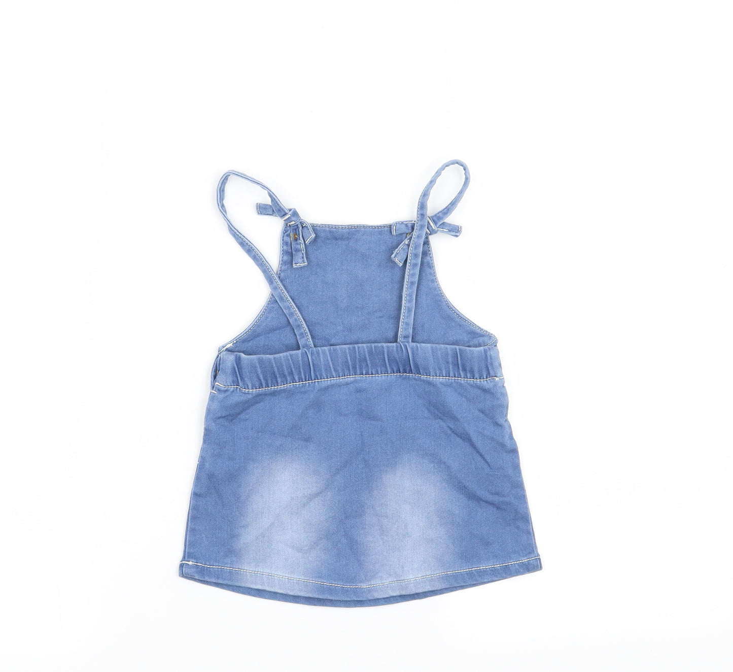 Nutmeg  Blue Floral  Pinafore/Dungaree Dress  Size 6-9 Months