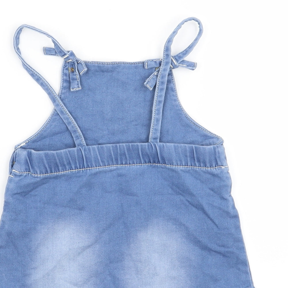 Nutmeg  Blue Floral  Pinafore/Dungaree Dress  Size 6-9 Months