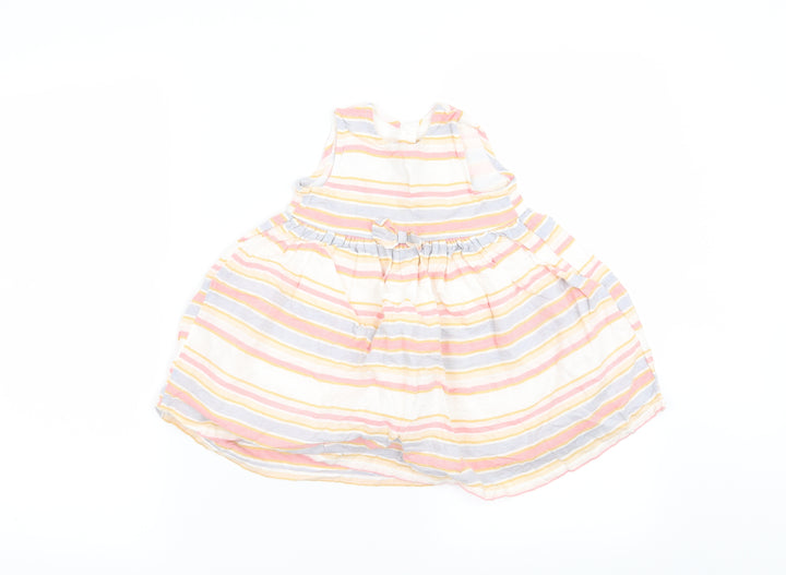 George Girls White Striped Fit & Flare Size 6-9 Months