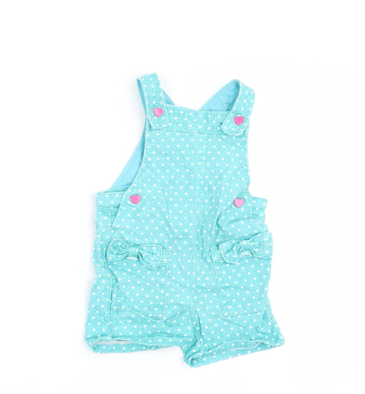 M&Co Girls Green Polka Dot  Dungaree One-Piece Size 6-9 Months
