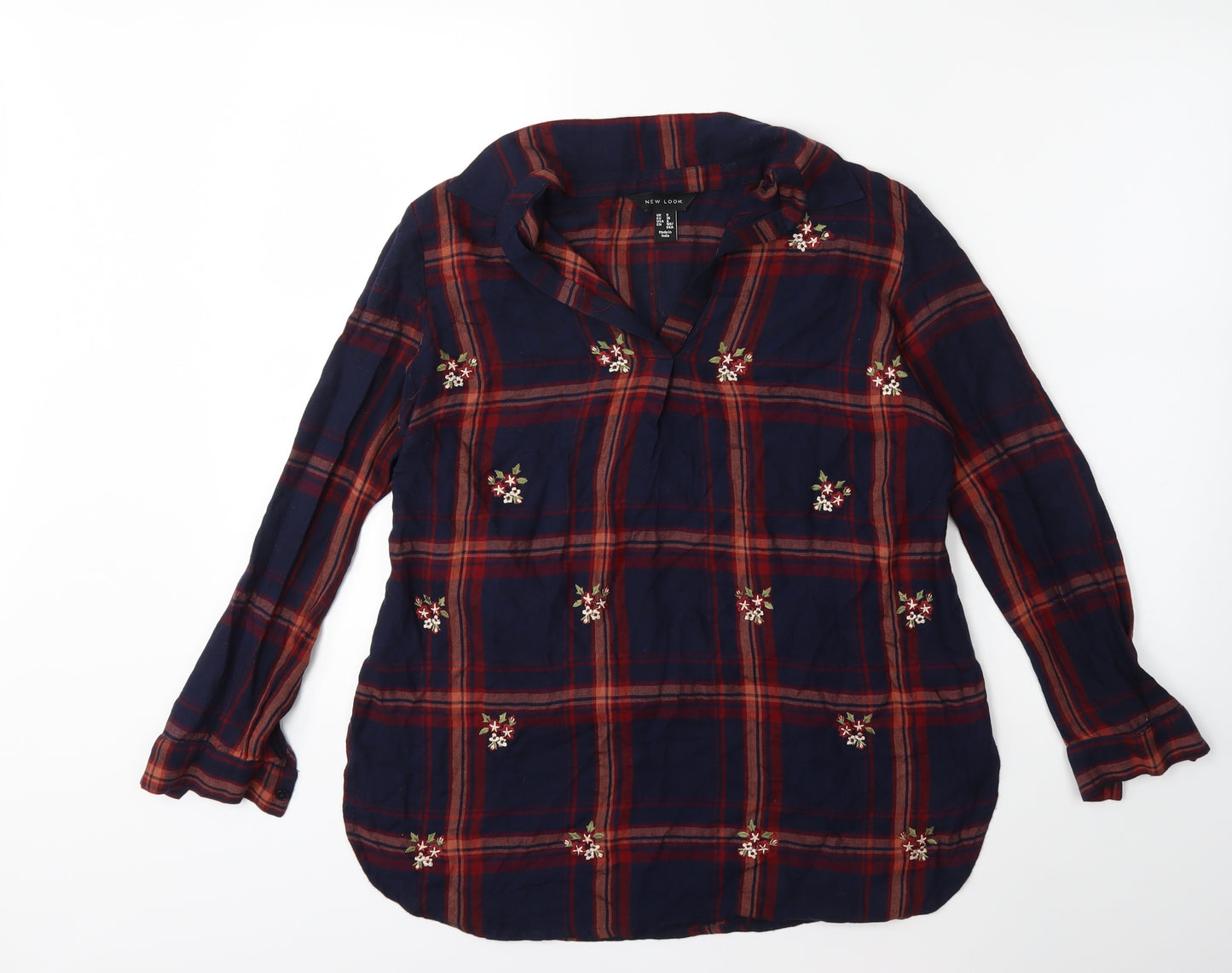 New Look Womens Blue Check  Basic Blouse Size 8