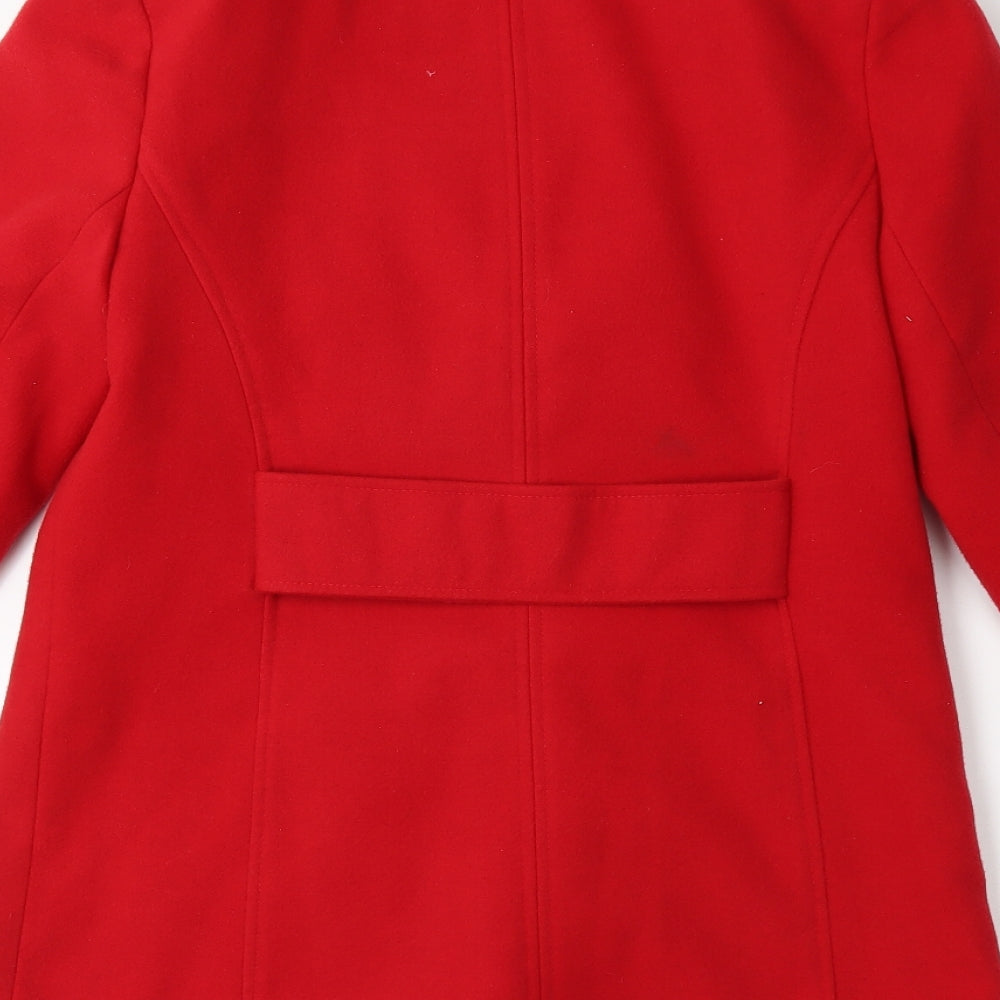 M&Co Womens Red  Rayon Overcoat Coat Size 10