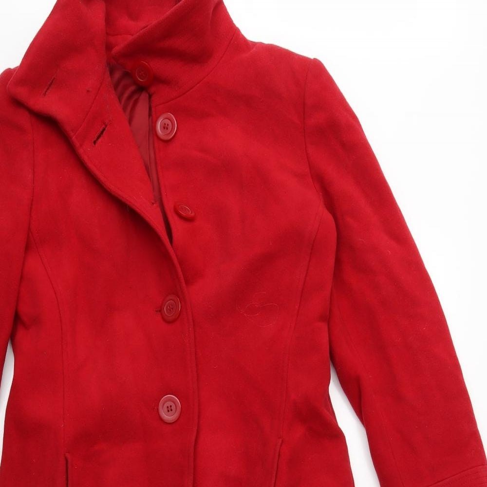 New Look Womens Red   Overcoat Coat Size 10