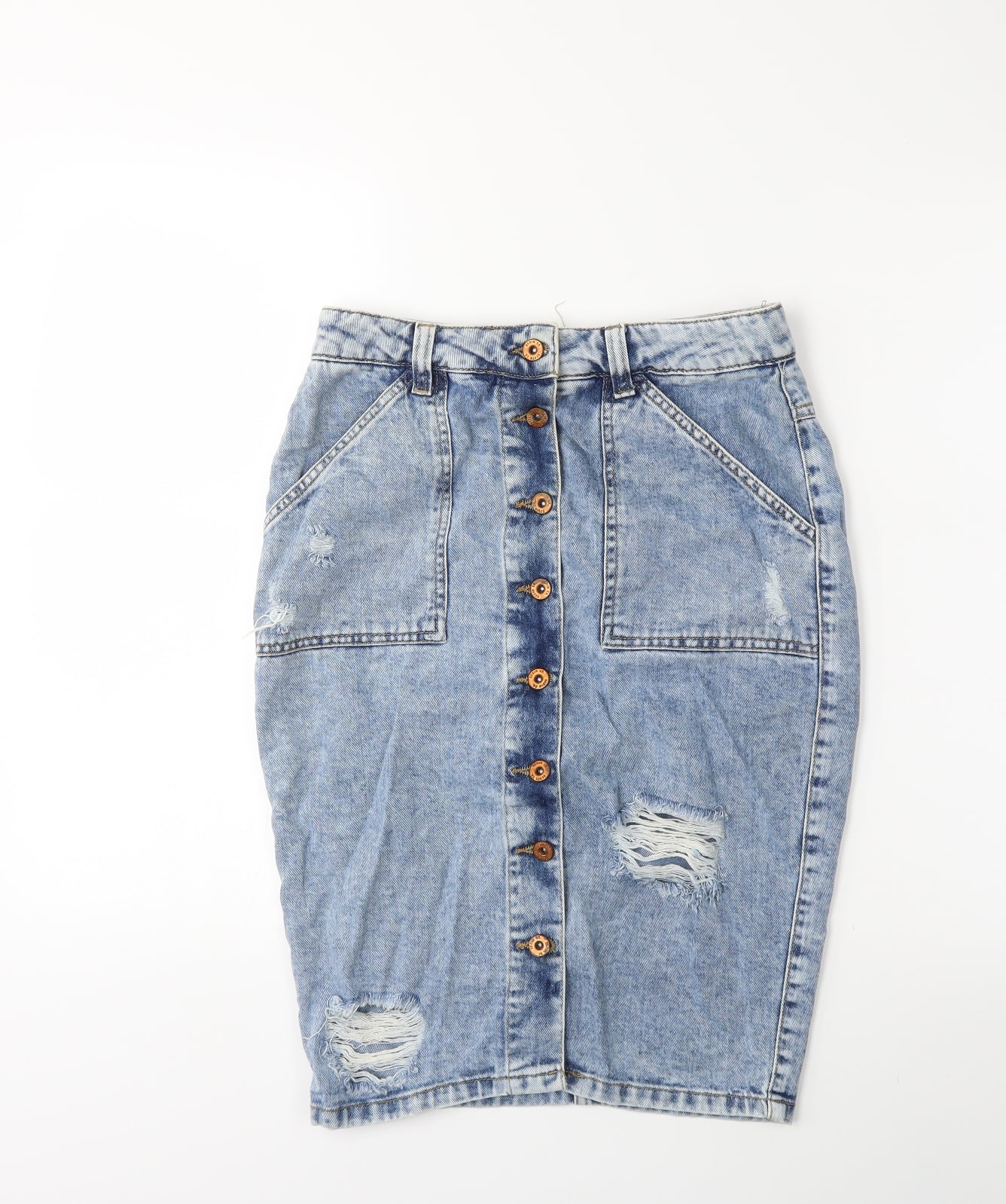 Denim & Co. Womens Blue  Denim Straight & Pencil Skirt Size 10