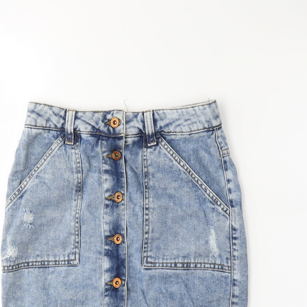Denim & Co. Womens Blue  Denim Straight & Pencil Skirt Size 10