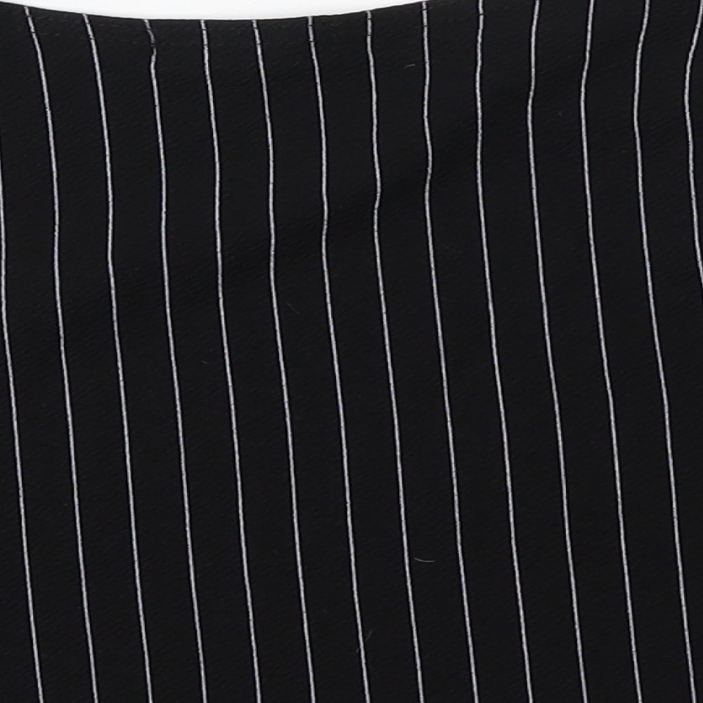 PRETTYLITTLETHING Womens Black Striped  Basic T-Shirt Size 8