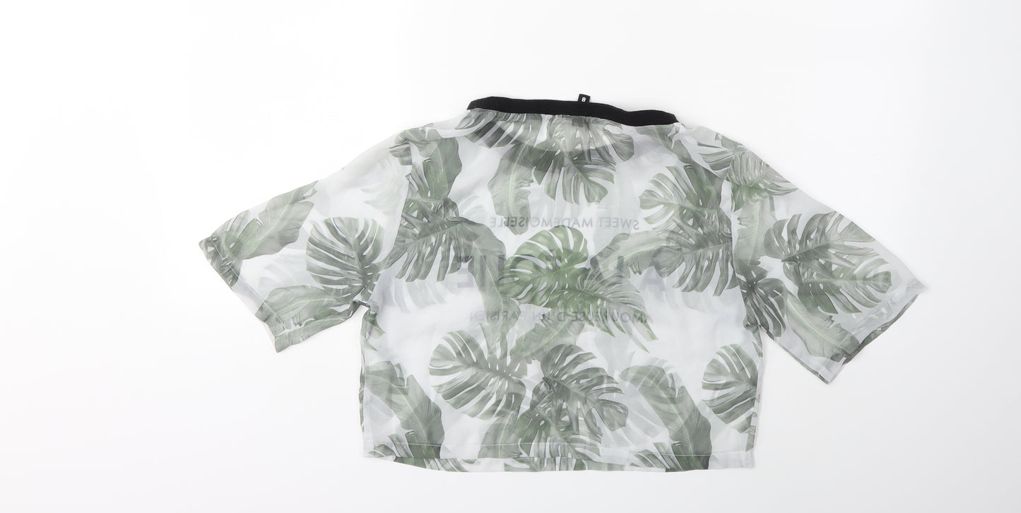 H&M Womens Green Floral  Basic T-Shirt Size 8