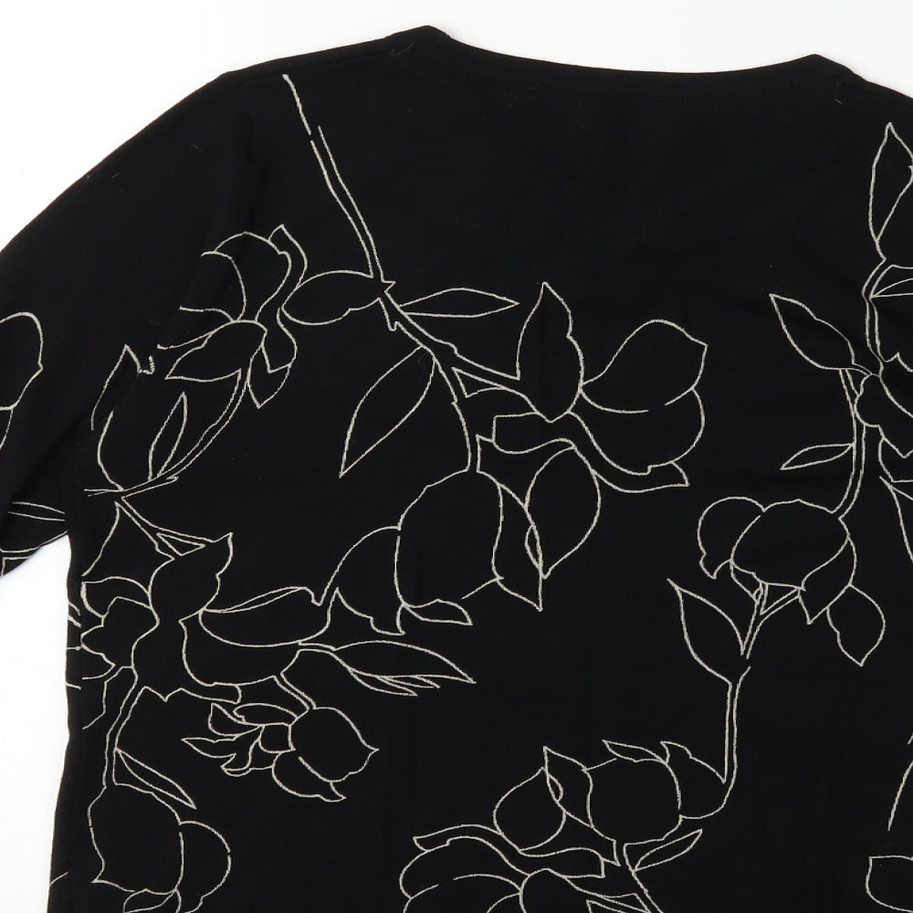 NEXT Womens Black Floral Knit Pullover Jumper Size 12