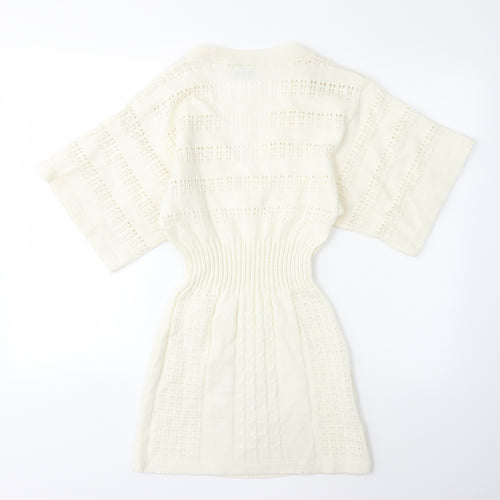 infront Womens White  Knit Pullover Jumper Size S
