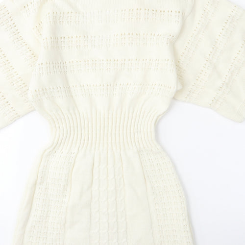 infront Womens White  Knit Pullover Jumper Size S