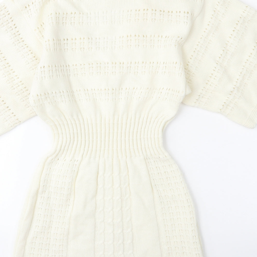 infront Womens White  Knit Pullover Jumper Size S