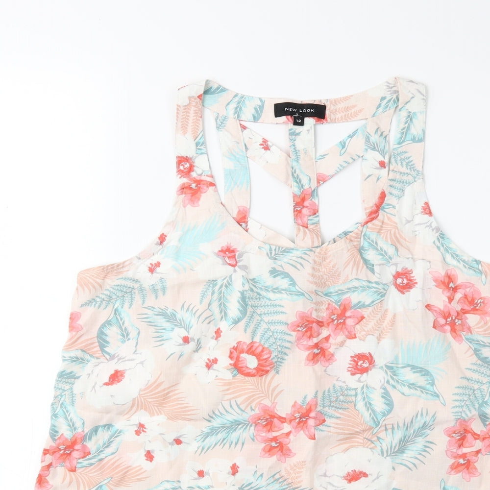 New Look Womens Pink Floral  Basic Tank Size 12