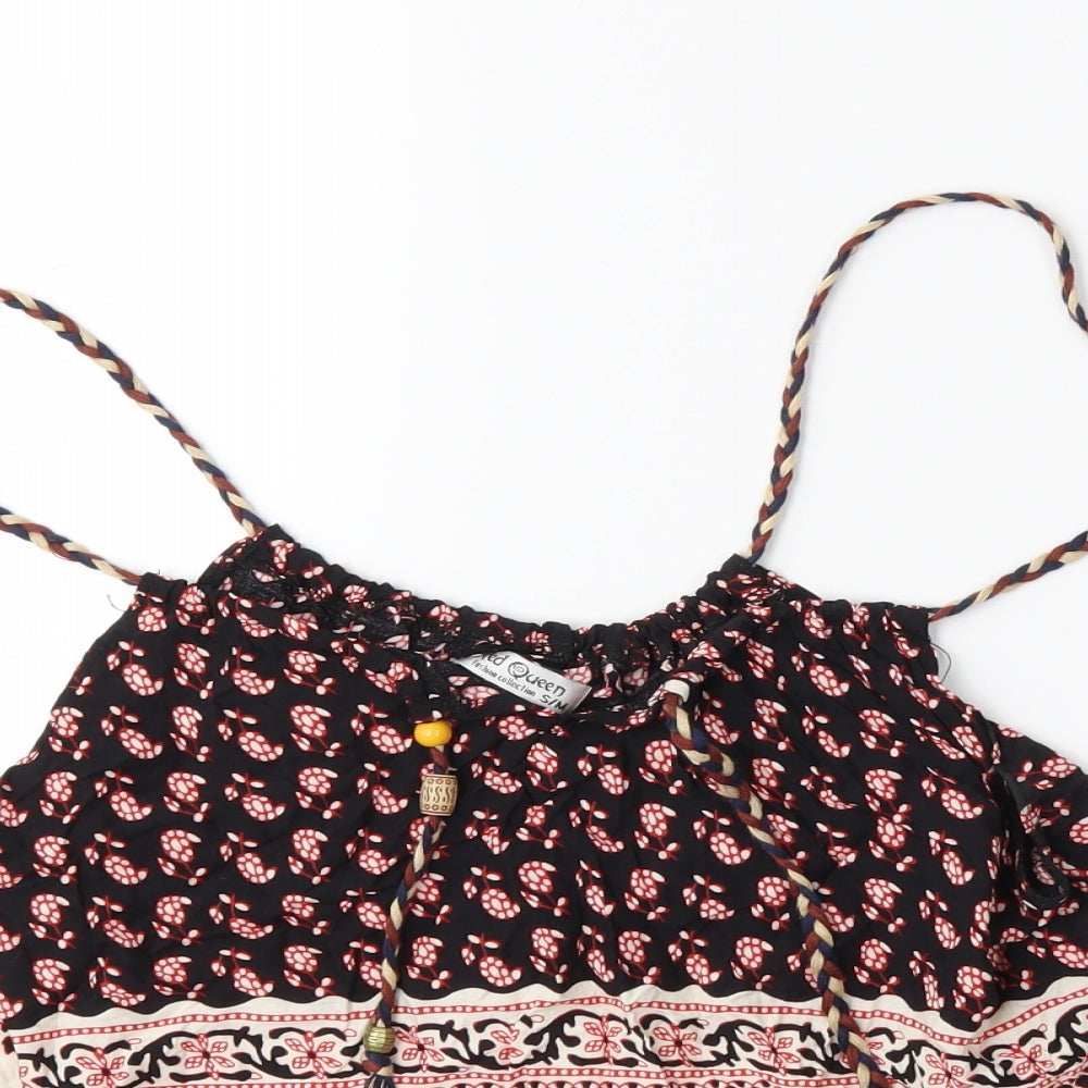 Preworn Womens Black Floral  Basic Blouse Size S