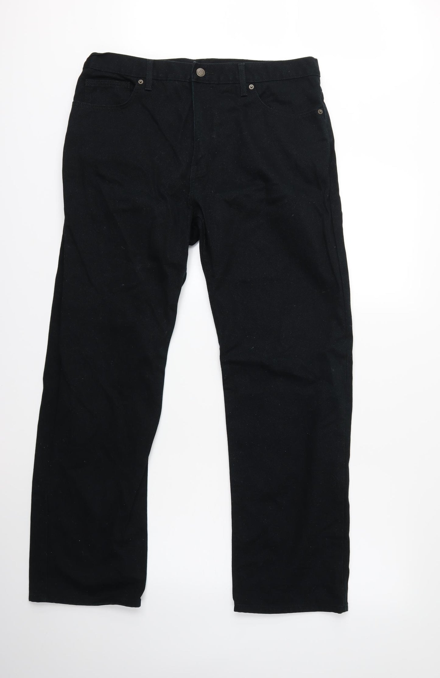 Marks and Spencer Mens Black  Denim Straight Jeans Size 36 in L31 in