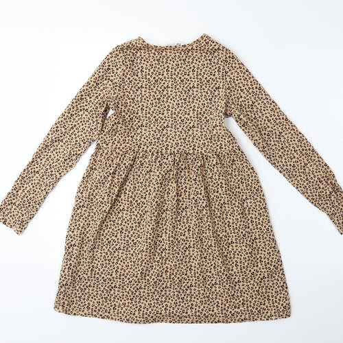 H&M Girls Brown Animal Print  T-Shirt Dress  Size 9-10 Years