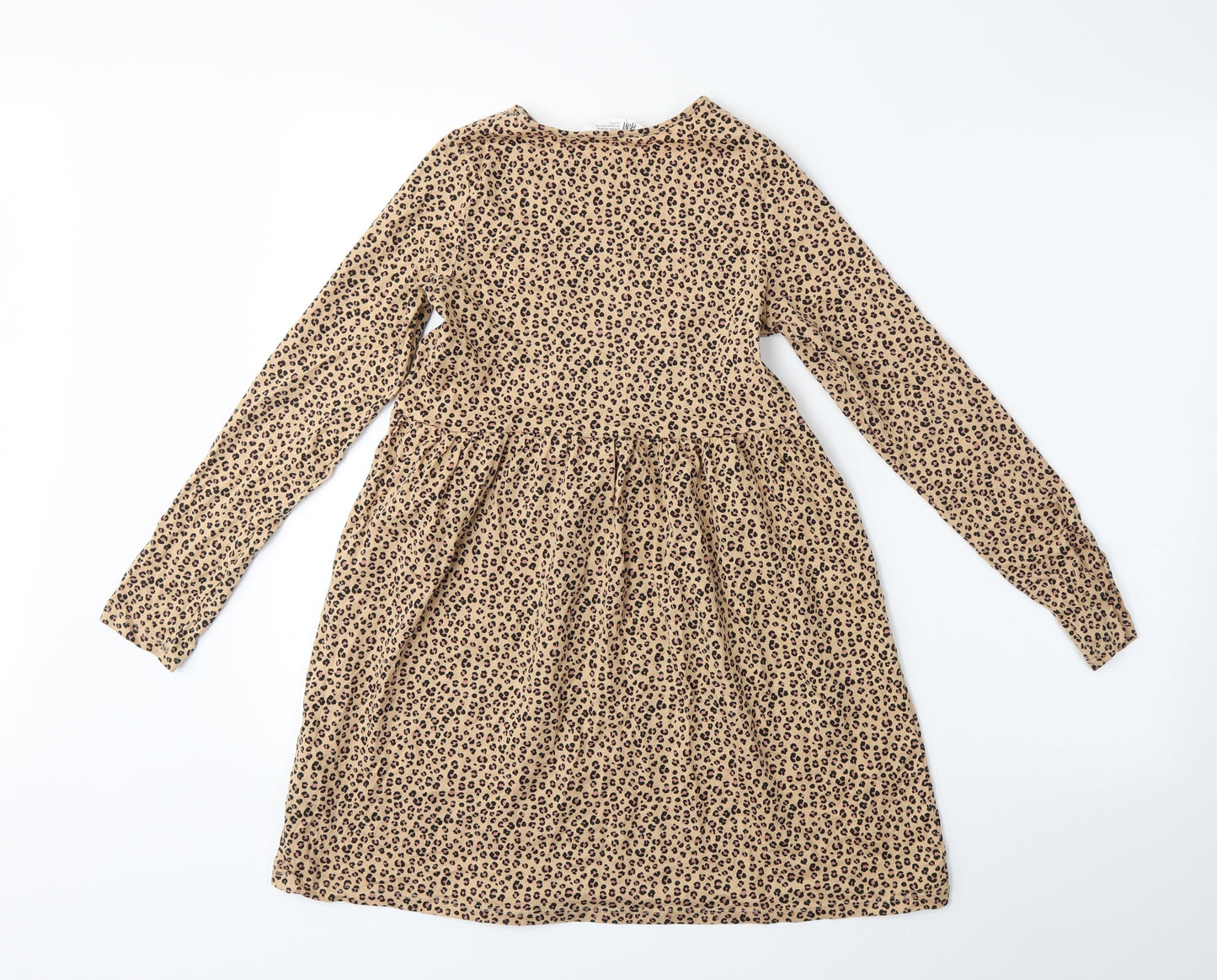 H&M Girls Brown Animal Print  T-Shirt Dress  Size 9-10 Years
