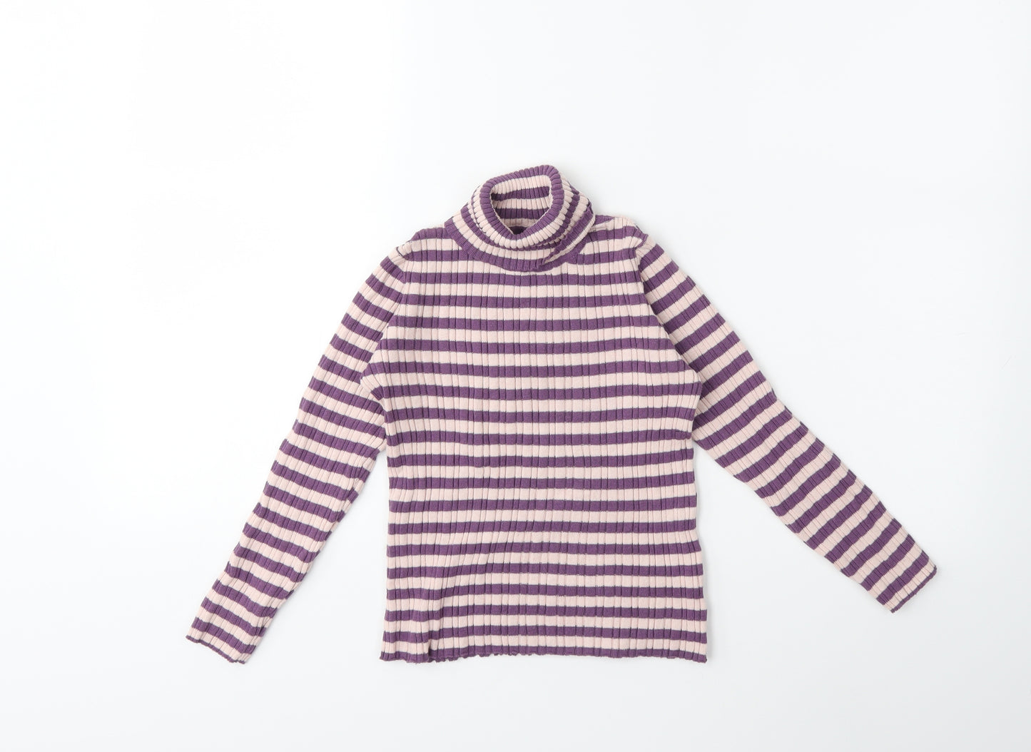 Nutmeg Girls Pink Striped Knit Pullover Jumper Size 7-8 Years