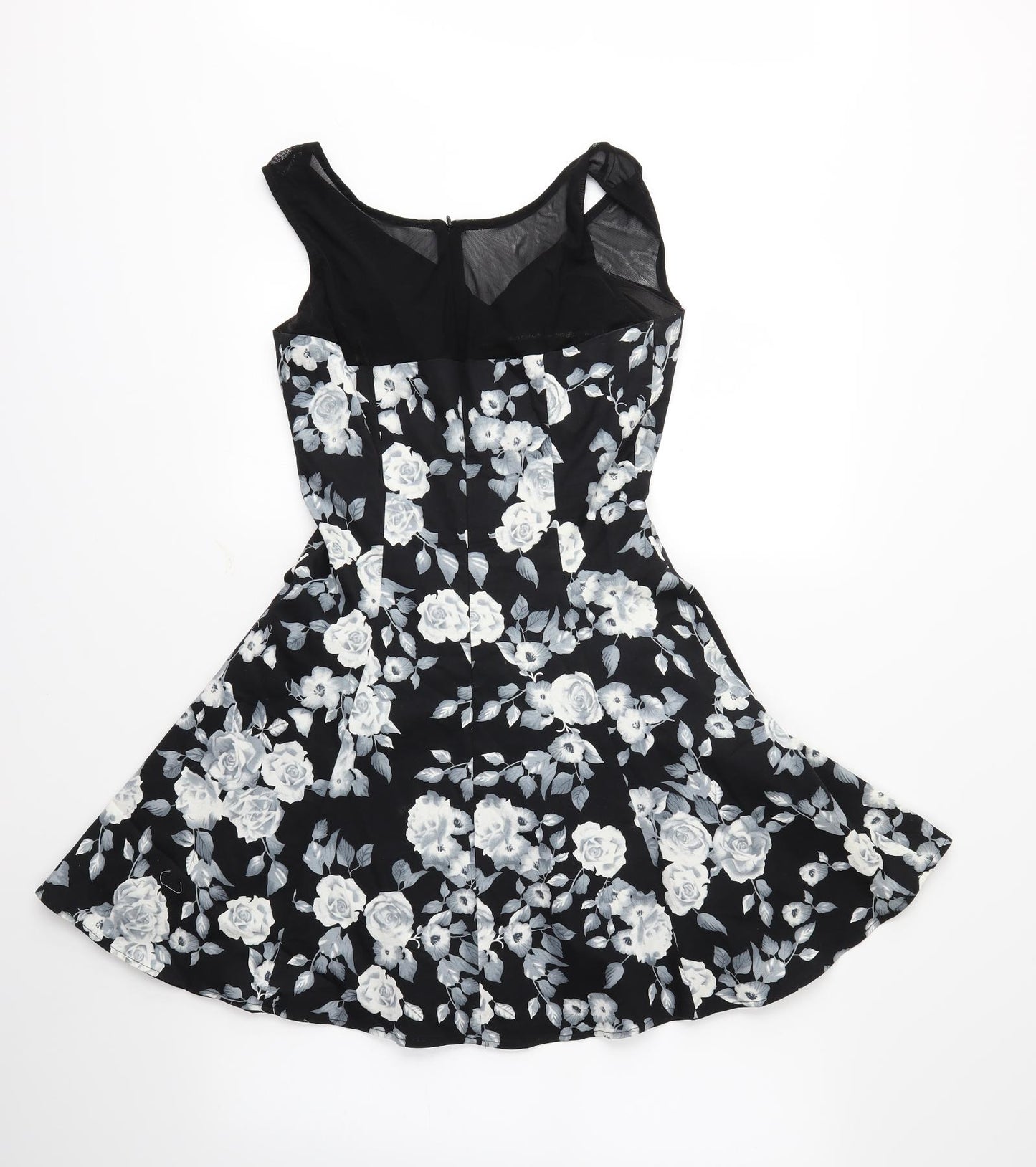 Chi Chi Womens Black Floral  Fit & Flare  Size 10