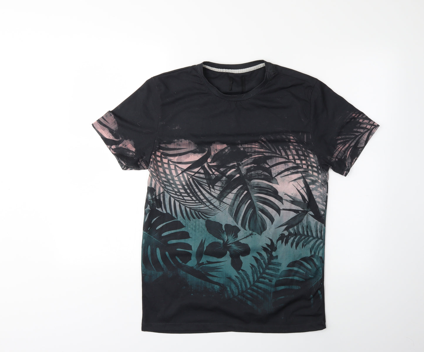 Topshop Mens Black Floral   T-Shirt Size S