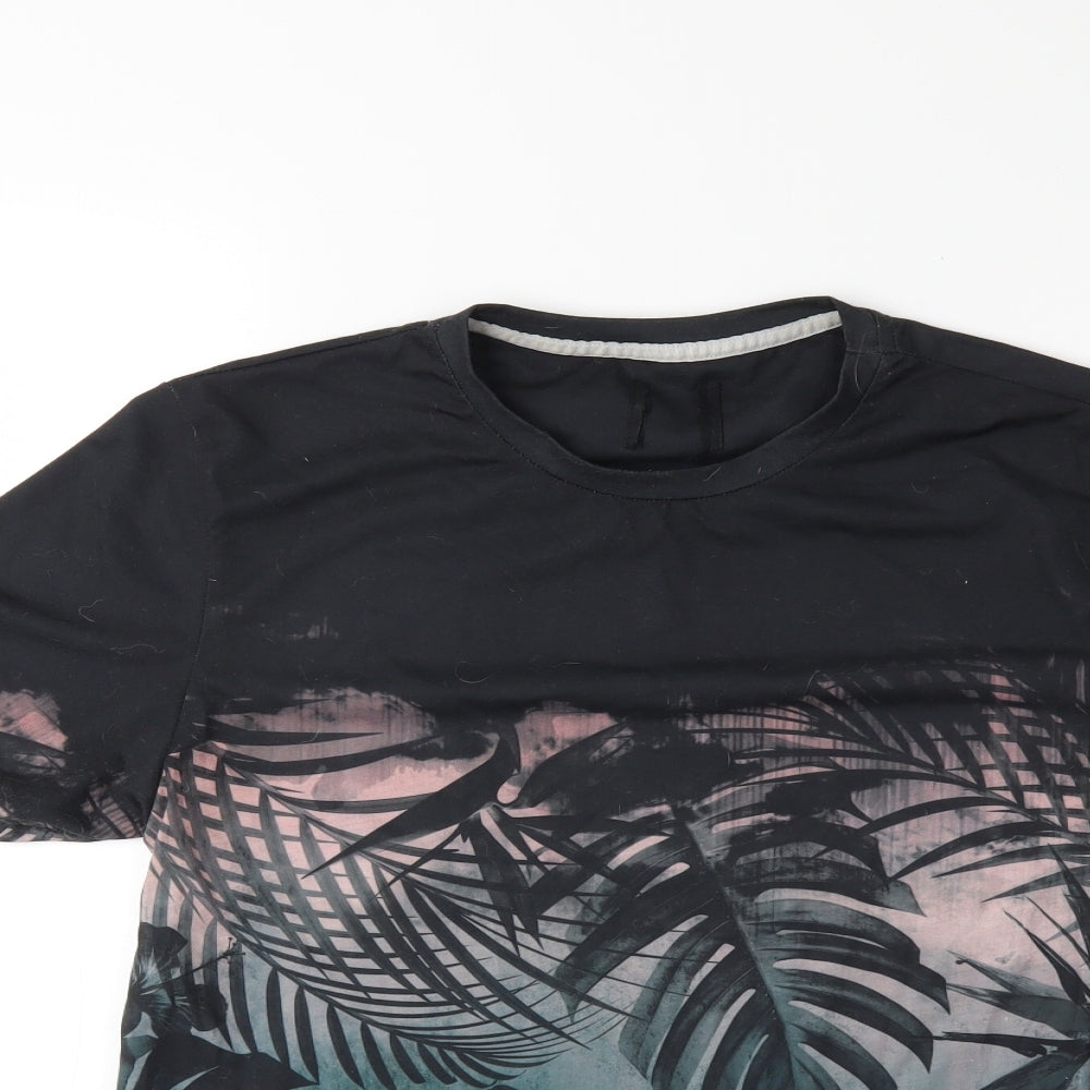 Topshop Mens Black Floral   T-Shirt Size S
