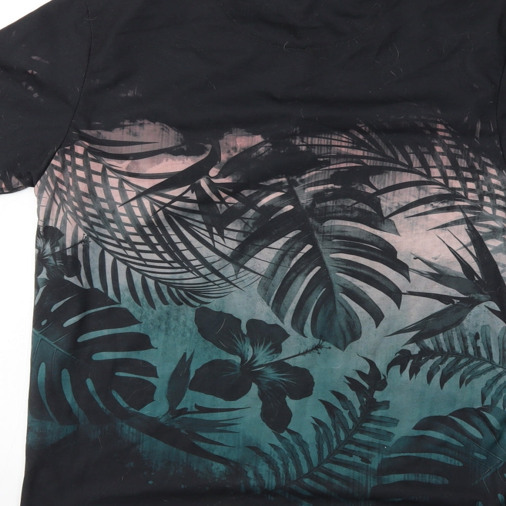 Topshop Mens Black Floral   T-Shirt Size S