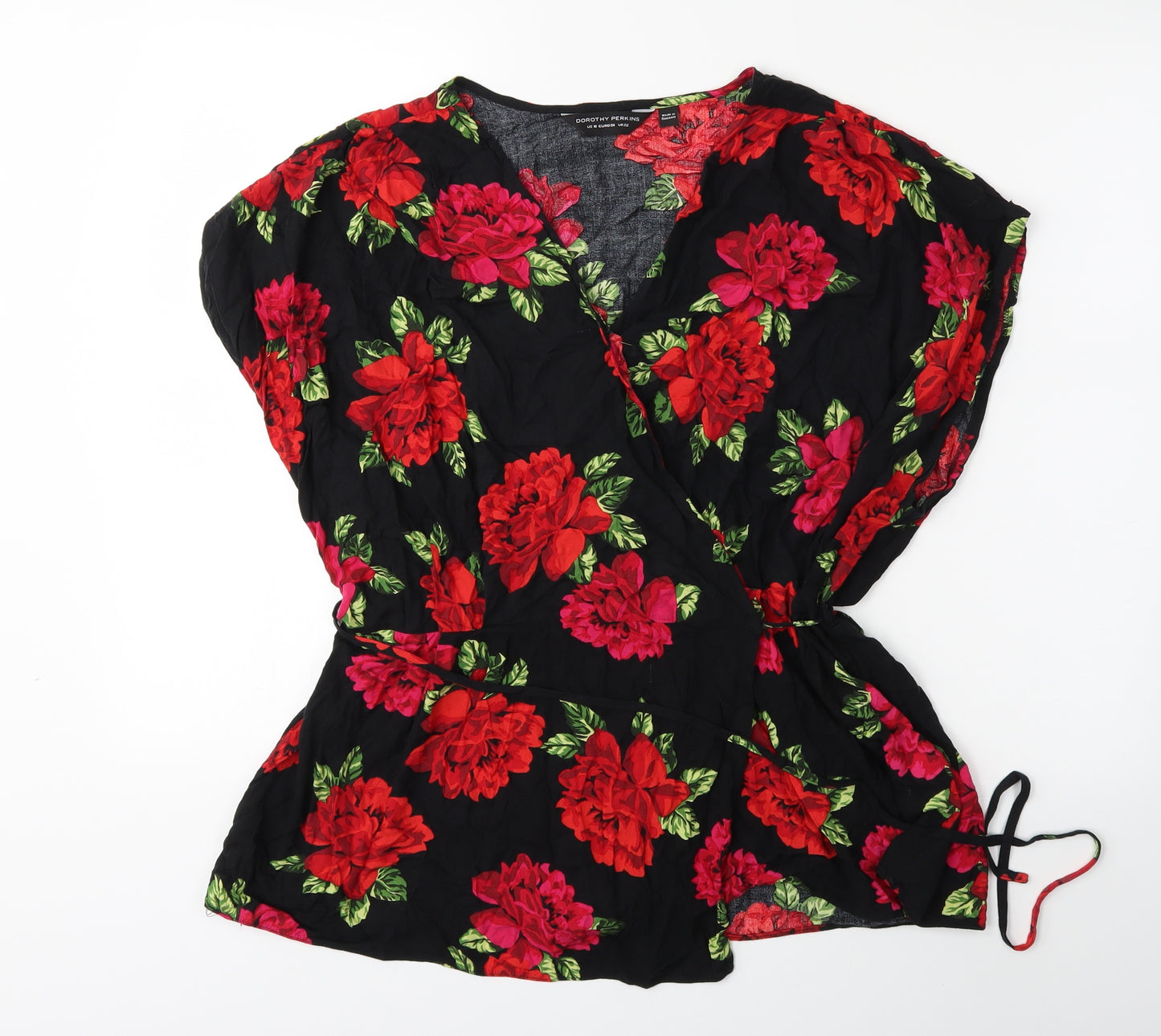 Dorothy Perkins Womens Black Floral  Basic Blouse Size 22