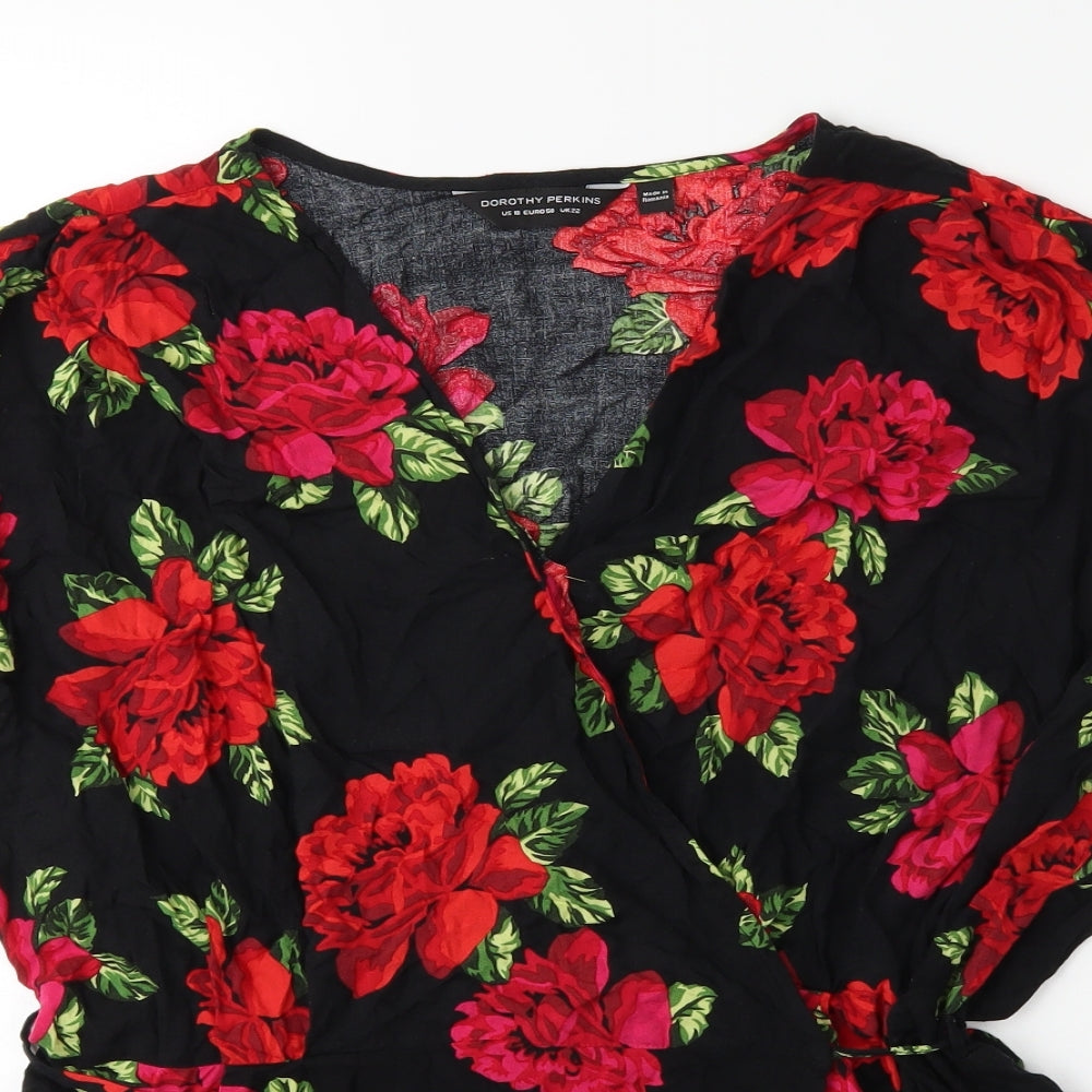 Dorothy Perkins Womens Black Floral  Basic Blouse Size 22