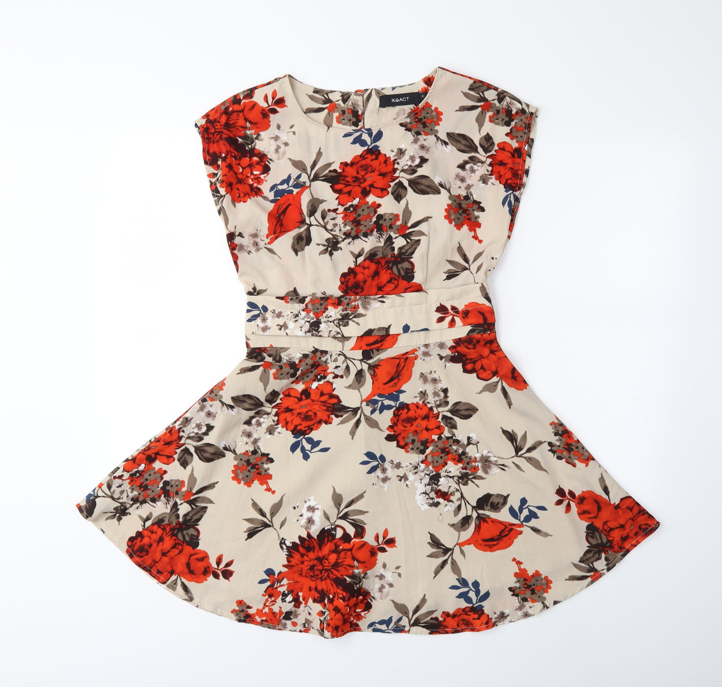 Exact Womens Beige Floral  Fit & Flare  Size S