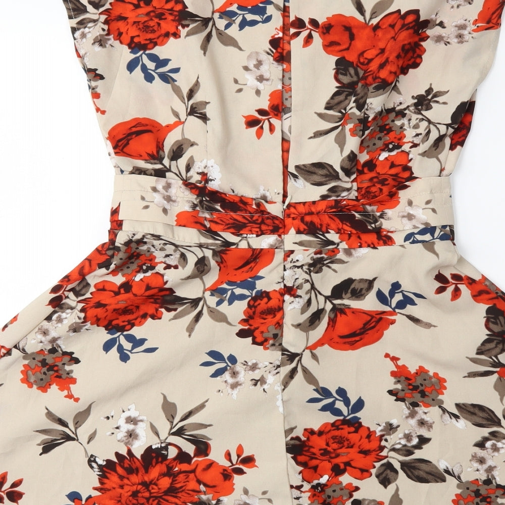 Exact Womens Beige Floral  Fit & Flare  Size S