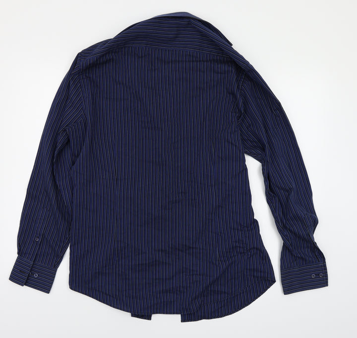 Debenhams Mens Blue Striped Button-Up Size 16