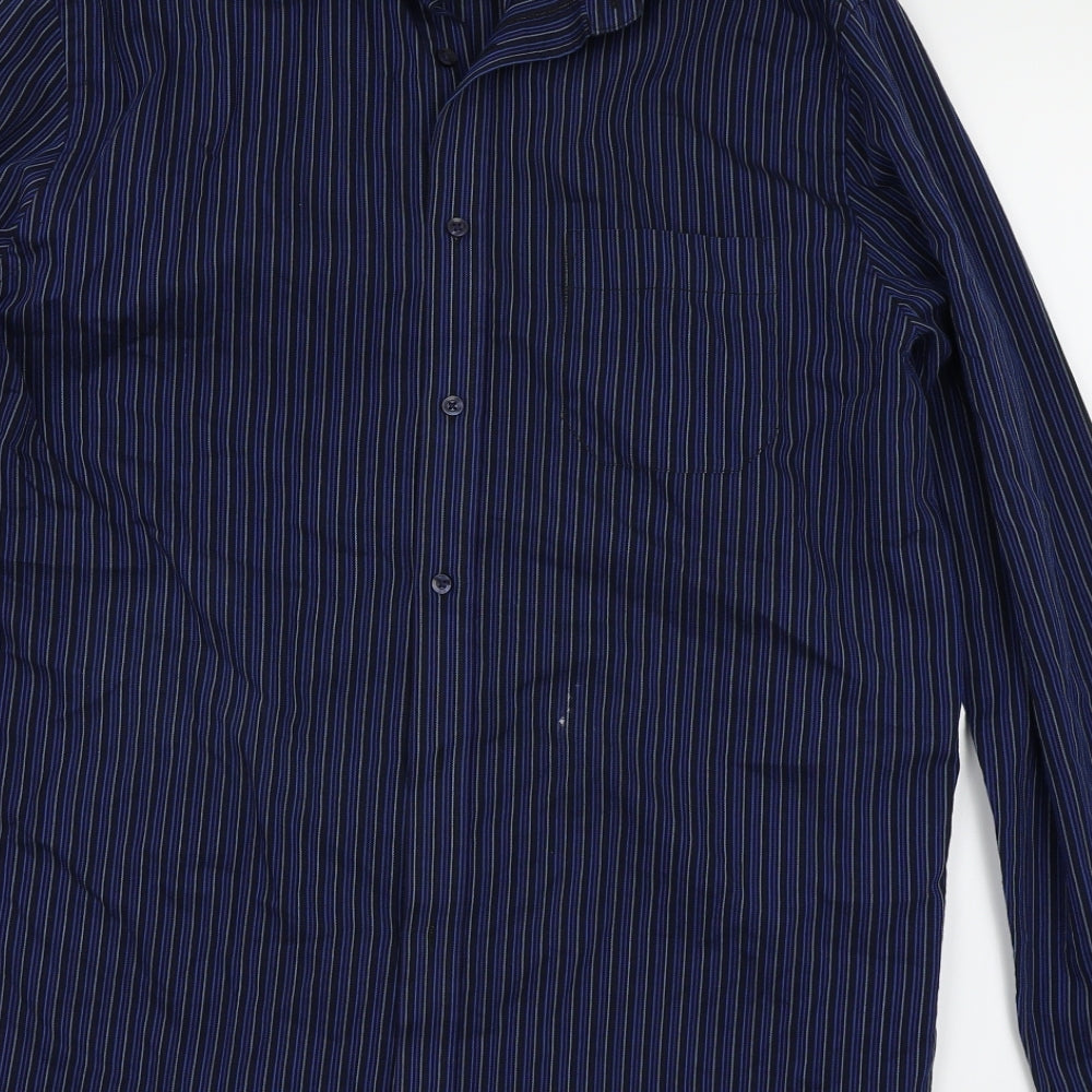 Debenhams Mens Blue Striped   Button-Up Size 16
