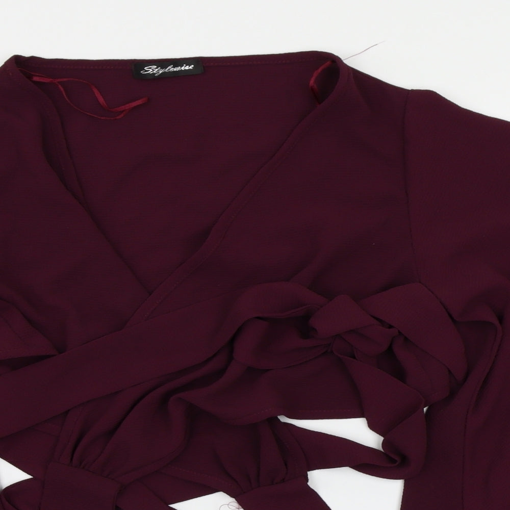 Stylewise Womens Purple   Wrap Blouse Size 14